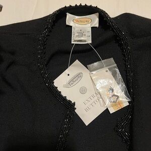 Talbots Black Sleeveless 80 percent silk elegant  Sweater set with Sequin Trim